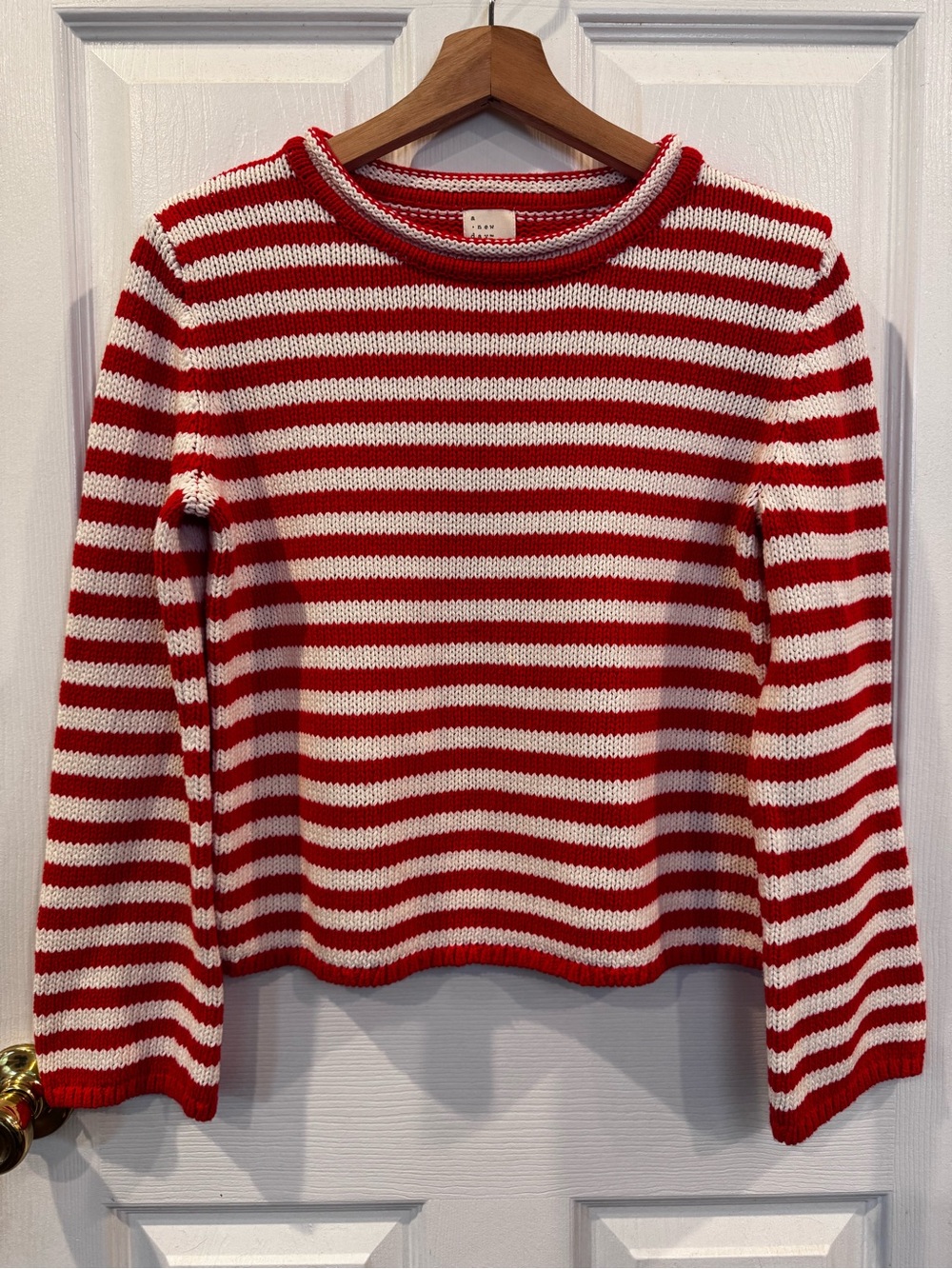 a new day Red and White Striped Knit Sweater 100% cotton